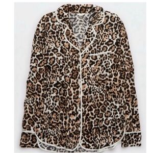 Aerie Leopard Print satin off duty satin piping